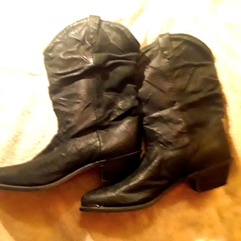 Womens Dingo Black Leather Slouch Western Boots